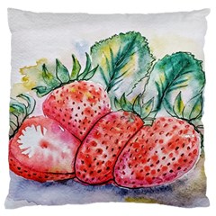 Strawberry Watercolor Figure Large Cushion Case (one Side) by Wegoenart