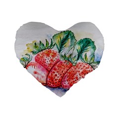 Strawberry Watercolor Figure Standard 16  Premium Heart Shape Cushions by Wegoenart