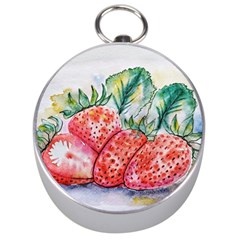 Strawberry Watercolor Figure Silver Compasses by Wegoenart