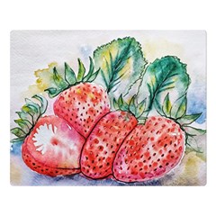 Strawberry Watercolor Figure Double Sided Flano Blanket (large)  by Wegoenart