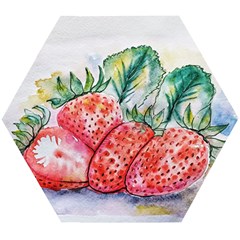 Strawberry Watercolor Figure Wooden Puzzle Hexagon by Wegoenart