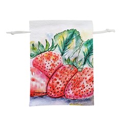 Strawberry Watercolor Figure Lightweight Drawstring Pouch (s)