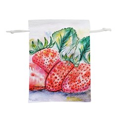 Strawberry Watercolor Figure Lightweight Drawstring Pouch (l)