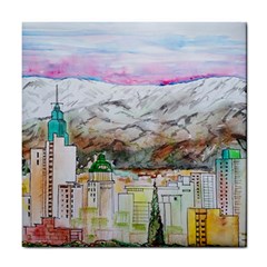 Mendoza City Argentina Mountains Tile Coaster by Wegoenart