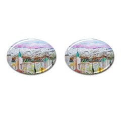 Mendoza City Argentina Mountains Cufflinks (oval) by Wegoenart