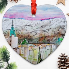 Mendoza City Argentina Mountains Heart Ornament (two Sides) by Wegoenart