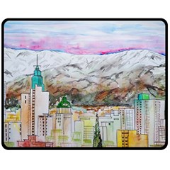 Mendoza City Argentina Mountains Fleece Blanket (medium)  by Wegoenart