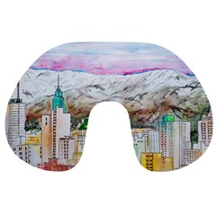 Mendoza City Argentina Mountains Travel Neck Pillow by Wegoenart