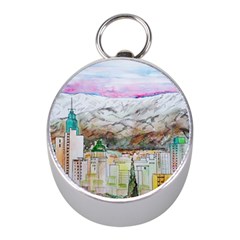 Mendoza City Argentina Mountains Mini Silver Compasses by Wegoenart