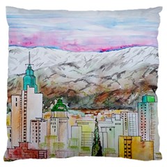 Mendoza City Argentina Mountains Large Flano Cushion Case (one Side) by Wegoenart