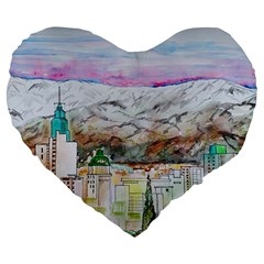 Mendoza City Argentina Mountains Large 19  Premium Flano Heart Shape Cushions by Wegoenart