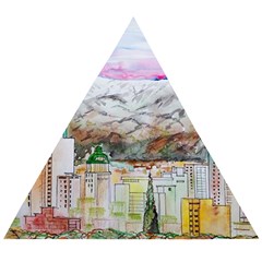 Mendoza City Argentina Mountains Wooden Puzzle Triangle by Wegoenart