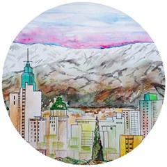 Mendoza City Argentina Mountains Wooden Puzzle Round by Wegoenart