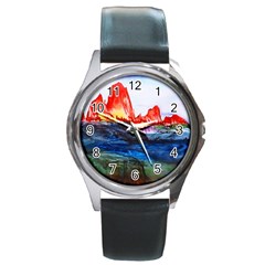 Fitzroy Argentina Chile Patagonia Round Metal Watch by Wegoenart