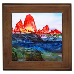 Fitzroy Argentina Chile Patagonia Framed Tile by Wegoenart