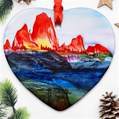 Fitzroy Argentina Chile Patagonia Ornament (heart) by Wegoenart