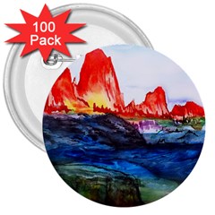 Fitzroy Argentina Chile Patagonia 3  Buttons (100 Pack)  by Wegoenart