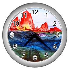 Fitzroy Argentina Chile Patagonia Wall Clock (silver) by Wegoenart