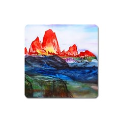 Fitzroy Argentina Chile Patagonia Square Magnet by Wegoenart