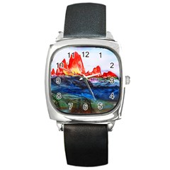 Fitzroy Argentina Chile Patagonia Square Metal Watch by Wegoenart