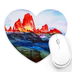 Fitzroy Argentina Chile Patagonia Heart Mousepads by Wegoenart