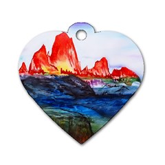 Fitzroy Argentina Chile Patagonia Dog Tag Heart (one Side) by Wegoenart