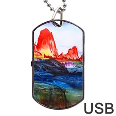 Fitzroy Argentina Chile Patagonia Dog Tag Usb Flash (one Side) by Wegoenart