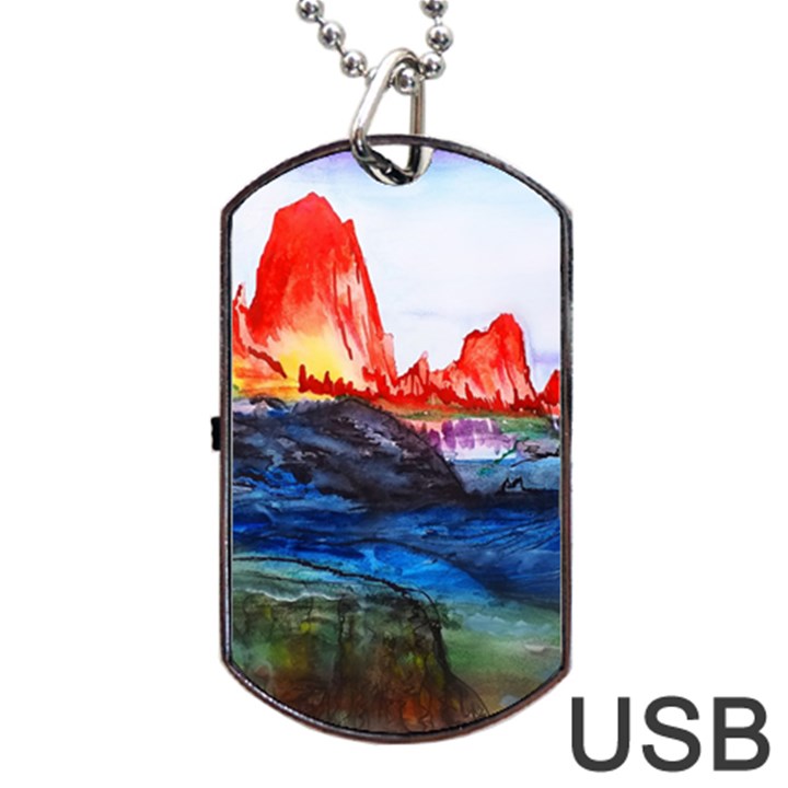 Fitzroy Argentina Chile Patagonia Dog Tag USB Flash (Two Sides)