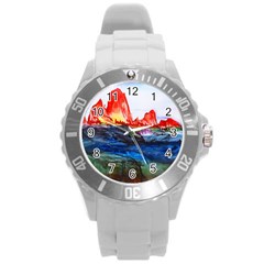 Fitzroy Argentina Chile Patagonia Round Plastic Sport Watch (l) by Wegoenart