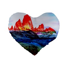 Fitzroy Argentina Chile Patagonia Standard 16  Premium Heart Shape Cushions by Wegoenart