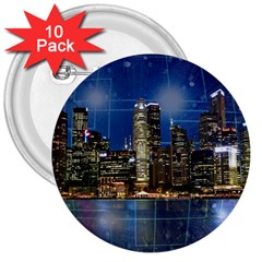 City Smart Modern Future Connect 3  Buttons (10 Pack)  by Wegoenart