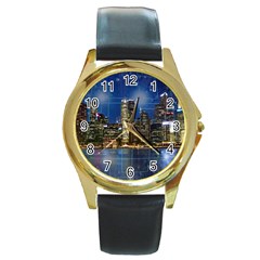 City Smart Modern Future Connect Round Gold Metal Watch by Wegoenart