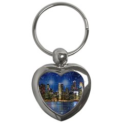 City Smart Modern Future Connect Key Chain (heart) by Wegoenart