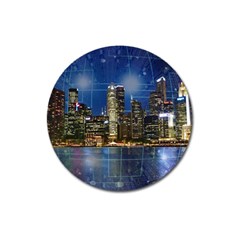 City Smart Modern Future Connect Magnet 3  (round) by Wegoenart