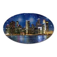 City Smart Modern Future Connect Oval Magnet by Wegoenart