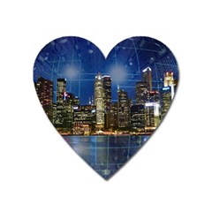 City Smart Modern Future Connect Heart Magnet by Wegoenart