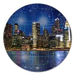 City Smart Modern Future Connect Magnet 5  (round) by Wegoenart