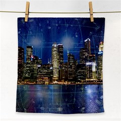 City Smart Modern Future Connect Face Towel by Wegoenart