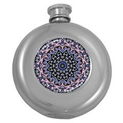 Background Kaleidoscope Abstract Round Hip Flask (5 Oz)