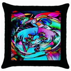 Abstract Flower Painting Throw Pillow Case (black) by Wegoenart