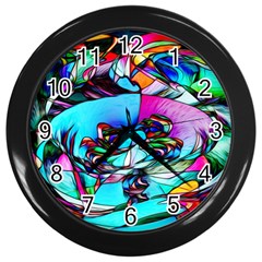 Abstract Flower Painting Wall Clock (black) by Wegoenart