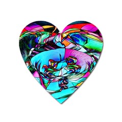 Abstract Flower Painting Heart Magnet by Wegoenart