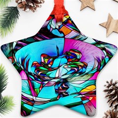 Abstract Flower Painting Star Ornament (two Sides) by Wegoenart