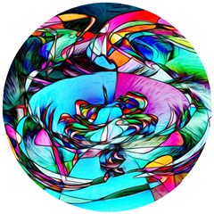 Abstract Flower Painting Wooden Puzzle Round