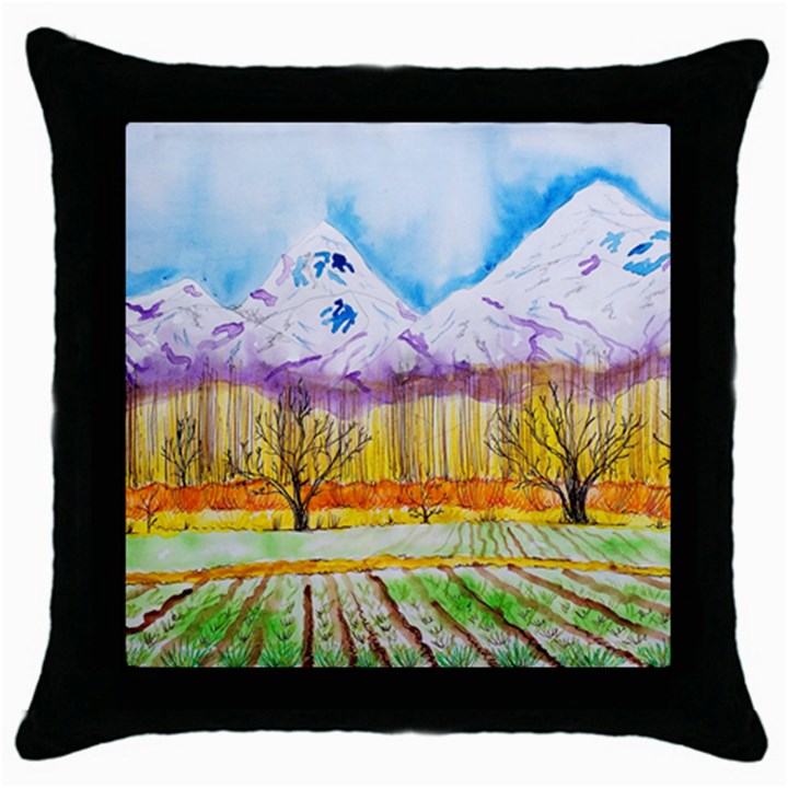 Mendoza Argentina Field Nature Throw Pillow Case (Black)