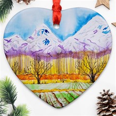 Mendoza Argentina Field Nature Heart Ornament (two Sides) by Wegoenart