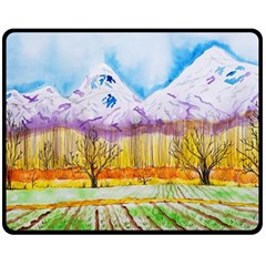 Mendoza Argentina Field Nature Fleece Blanket (medium)  by Wegoenart