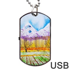 Mendoza Argentina Field Nature Dog Tag Usb Flash (two Sides) by Wegoenart