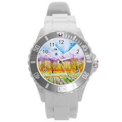 Mendoza Argentina Field Nature Round Plastic Sport Watch (l) by Wegoenart