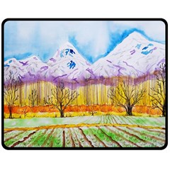 Mendoza Argentina Field Nature Double Sided Fleece Blanket (medium)  by Wegoenart